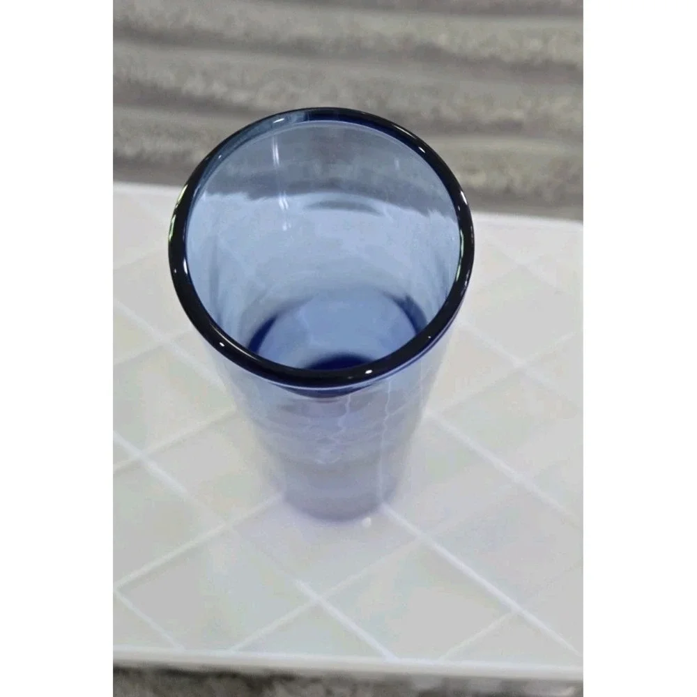 Libbey Cobalt Blue Glass Cylinder Bud flower Vase 7.5